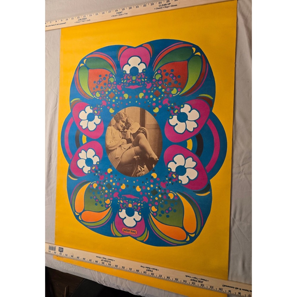 Peter Max 1969 Flapper No.5 Poster COA some damage due to age good colorsee pics